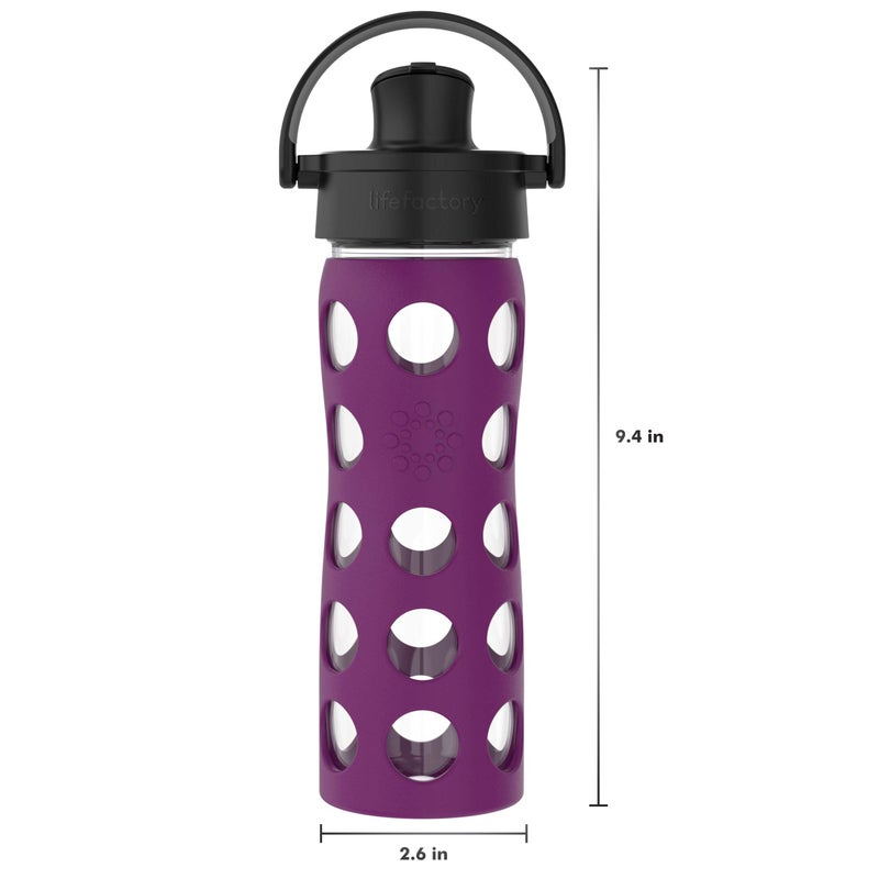 Lifefactory 16-Ounce Glass Water Bottle with Active Flip Cap and Protective Silicone Sleeve, Plum - Image 4